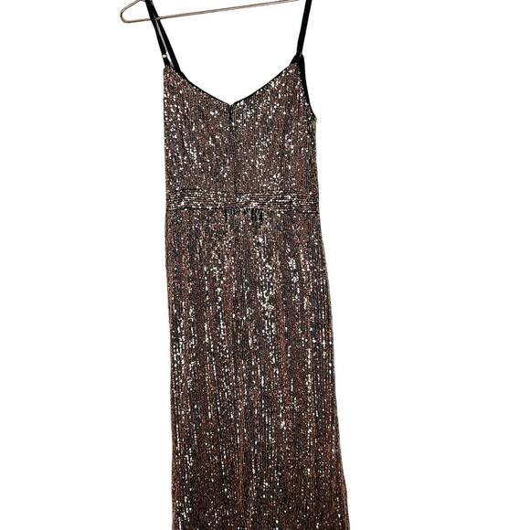 RACHEL RACHEL ROY Gold Sequined Sleeveless Suplice V-Neck Midi Dress Size 12 - Picture 3 of 9